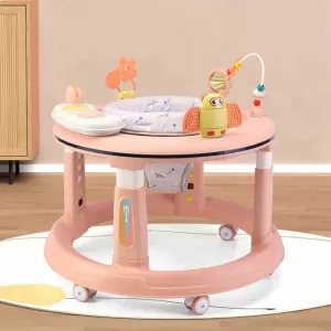 Youpala marcheur confortable avec siège pivotant 360 réglable - rose