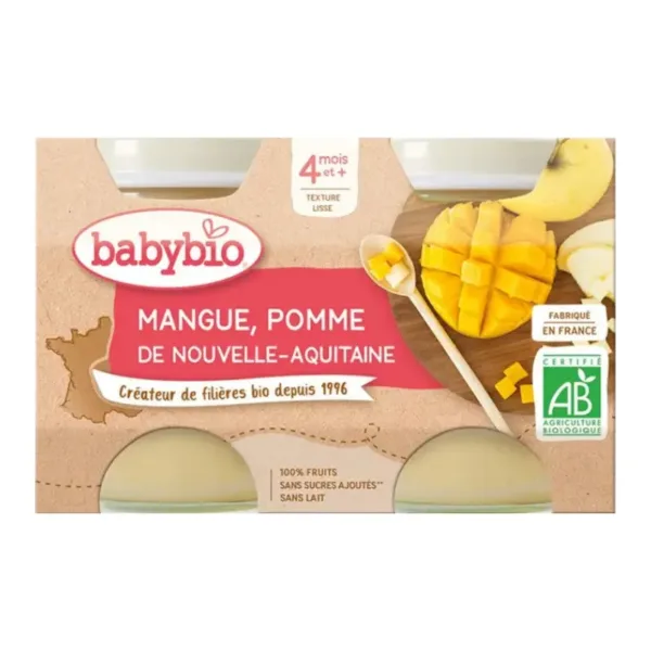 BABYBIO PETIT POT MANGUE POMME 2*130G
