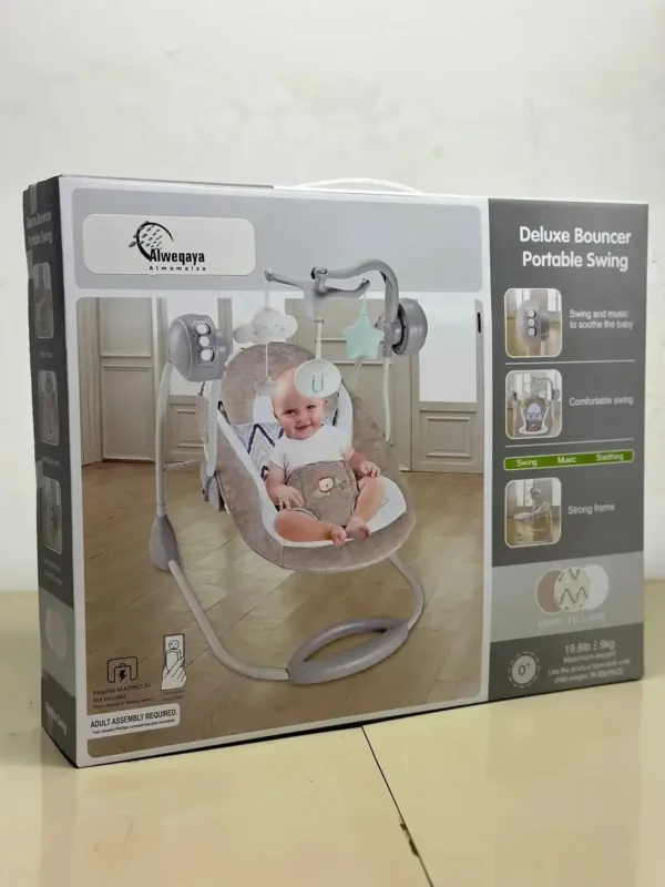 Balançoire électrique solide pliable avec musique pour bébé rose