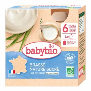 BABYBIO GOURDE BRASSE AU LAIT DE VACHE NATURE 4*85G