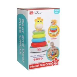 Jouet éducatif girafe bébé 6 mois – Anneaux empilables colorés