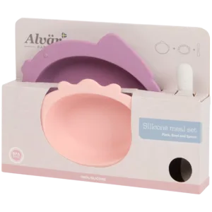 Set repas en silicone sans BPA rose