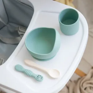 YUMMY Coffret Repas Silicone 4M+ – Vert Pastel