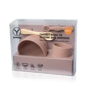 YUMMY Coffret Repas Silicone 4M+ – Rose Poudre