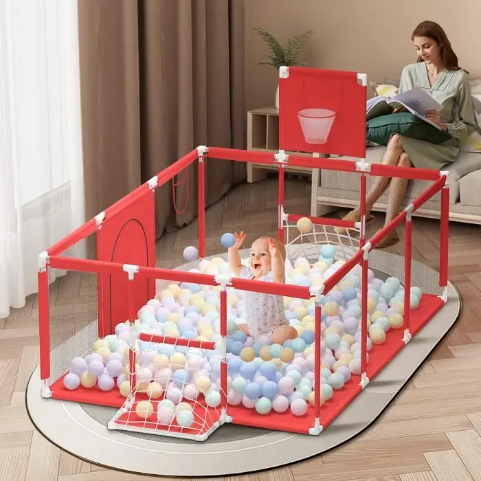 Parc bébé jeux et divertissement Anti-Chute – Rectangle Rouge