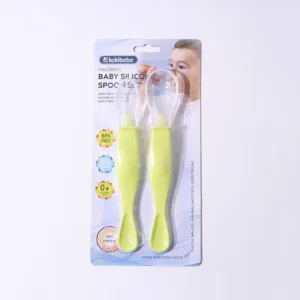 Cuillères à bébé en silicone à double extrémité - jaune