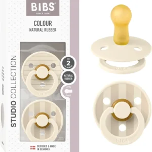 BIBS COLOUR NATURAL RUBBER 2 SUCETTES RONDE STUDIO COLLECTION IVOIRE ET VANILLE 6MOIS+