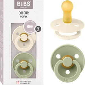 BIBS Colour Lot de 2 sucettes Latex de caoutchouc naturel/latex 6 à 18 mois ivoire/sauge