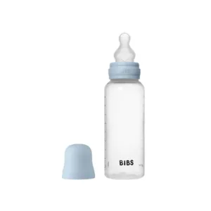 Biberon BIBS en Plastique PP Rond 270 ml – Tétine Silicone Débit Moyen – Baby Blue