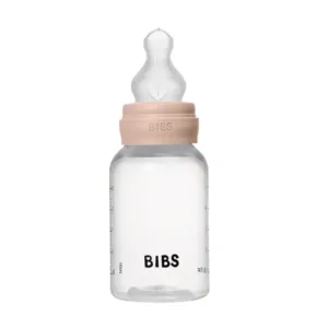 Biberon BIBS en Plastique PP Rond 150 ml – Tétine Silicone Débit Lent (Slow Flow) – Blush