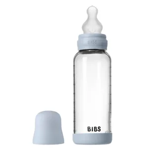 Biberon BIBS en Verre 240ml avec Tétine en Latex Débit Moyen - Baby Blue