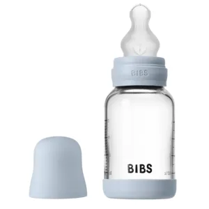 Biberon BIBS en Verre Borosilicate Rond 120 ml Baby Blue
