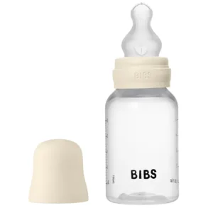 Biberon BIBS en Plastique PP Rond 150 ml – Tétine Silicone Débit Lent (Slow Flow) – Ivoire